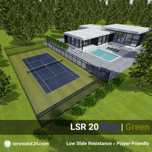 Artificial Grass Tennis Court Kit LSR 20 Blue and Green 3D View