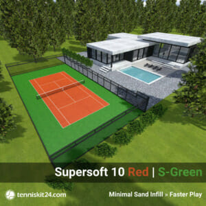 Artificial Grass Tennis Court Kit Supersoft Red and Summer Green 3D View