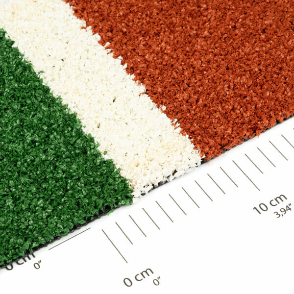Artificial Grass Tennis Court Kit Supersoft Red and Summer Green Top View with Ruler