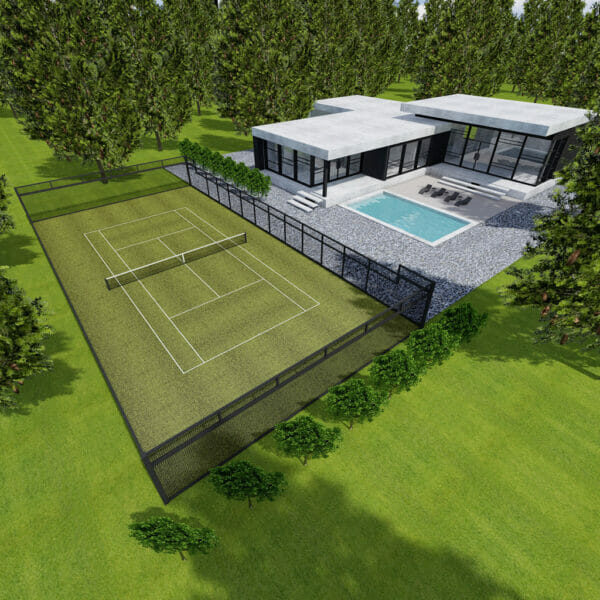 Artificial Grass Tennis Court Kit Matchpoint Green and Green 3D View