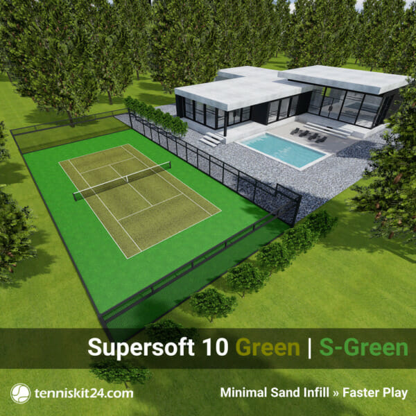 Artificial Grass Tennis Court Kit Supersoft Green and Summer Green 3D View