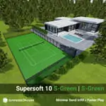 Artificial Grass Tennis Court Kit Supersoft Summer Green and Summer Green 3D View