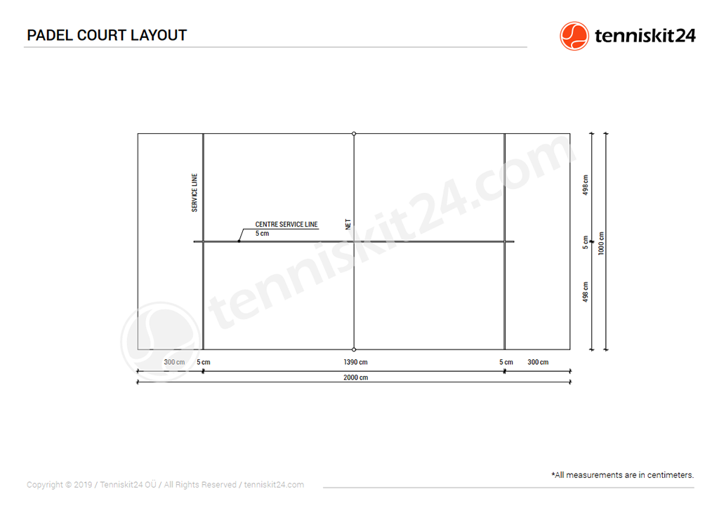 Padel Court Layout Drawing with Measurements