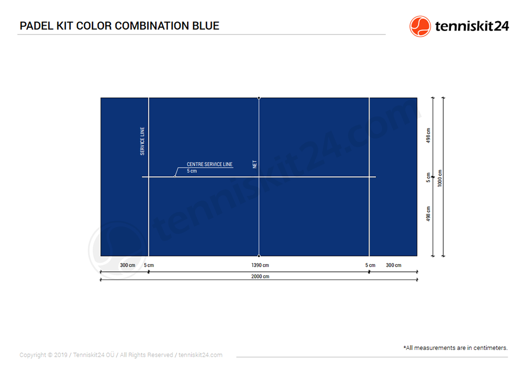 Artificial Grass Padel Court Blue and Blue Color Combination Drawing