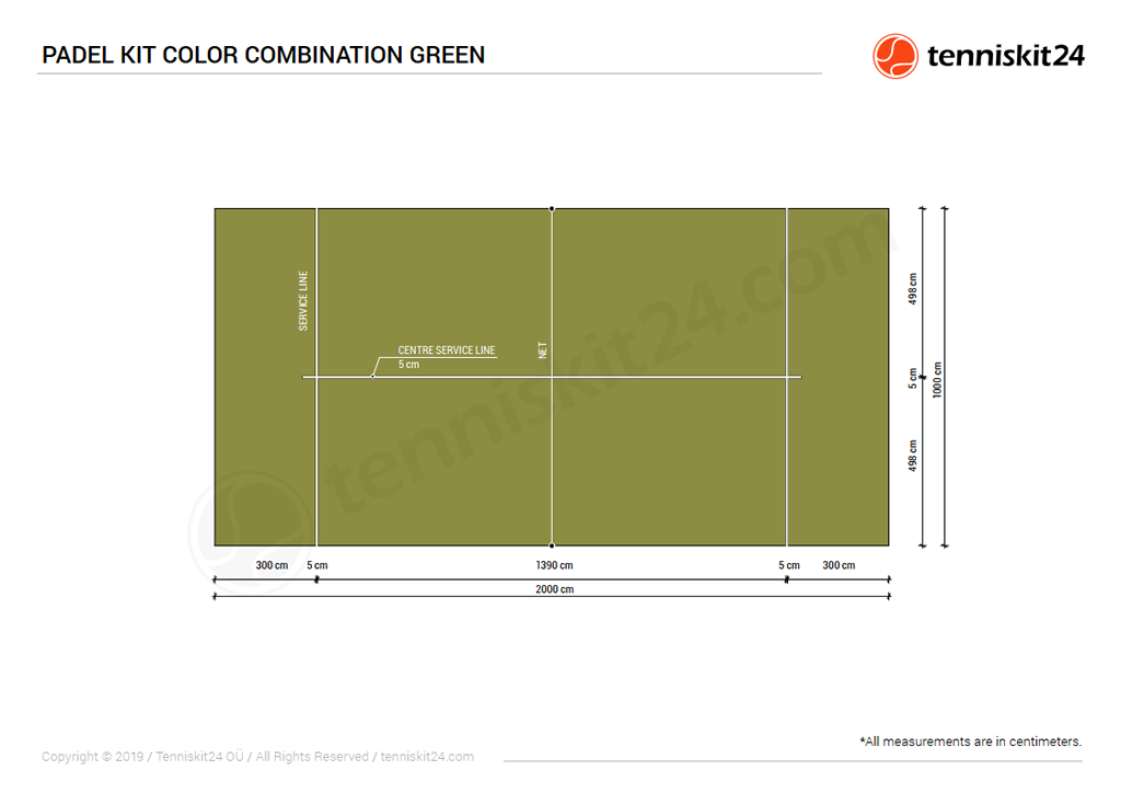 Artificial Grass Padel Court Green and Green Color Combination Drawing