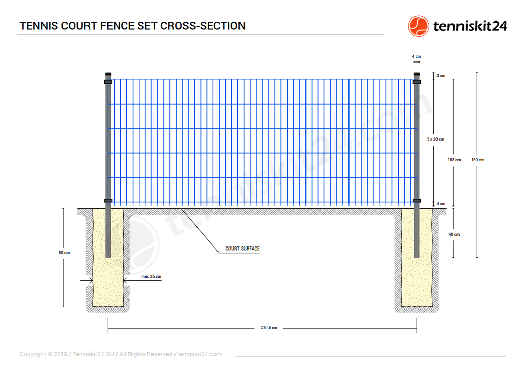 Tennis Court Fencing Cross Section Drawing