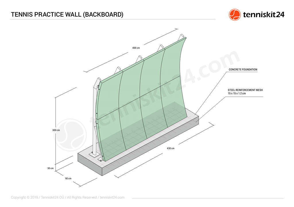 Tennis Practice Wall 3D Drawing