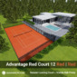 Artificial Tennis Grass Advantage Red Court 3D View