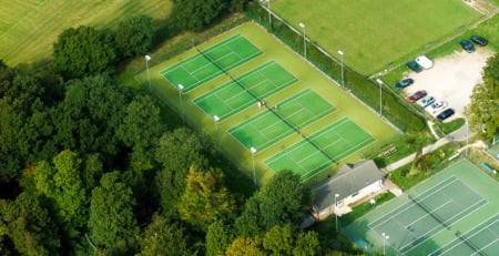 six outdoor tennis courts
