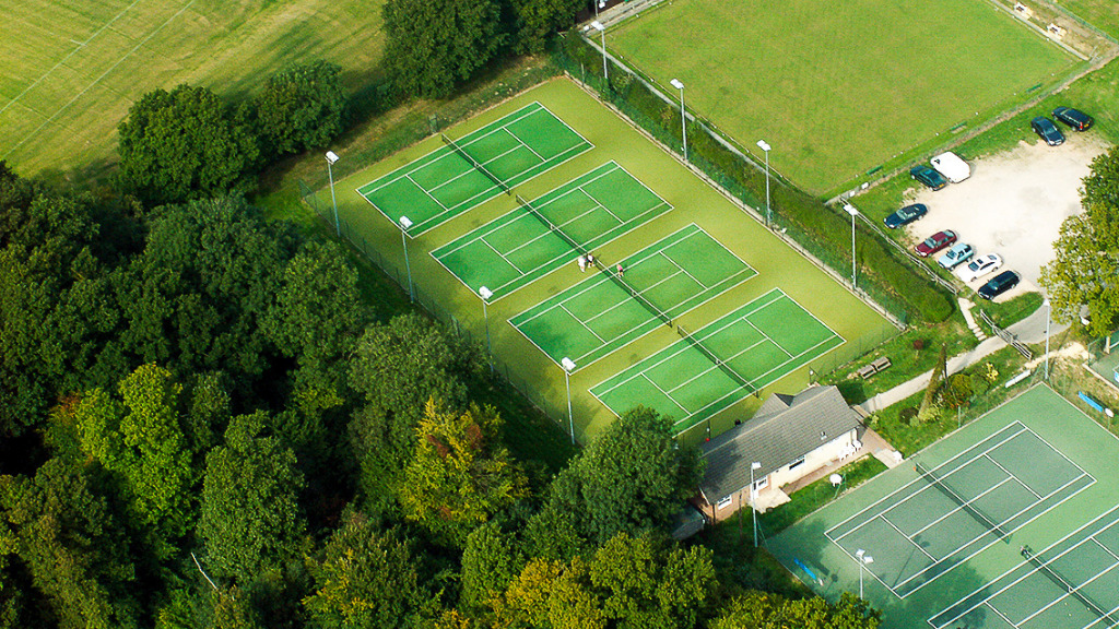 six outdoor tennis courts