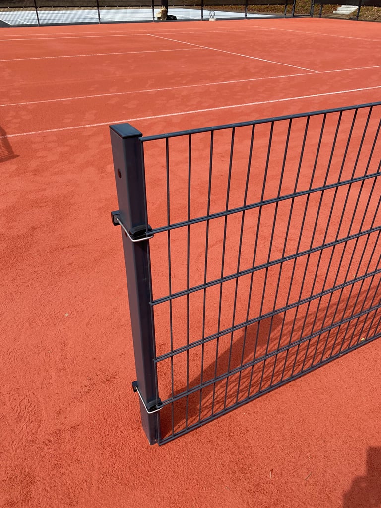 Tennis Court Fence Set 2D-656 Elite - Fence Panel View with Post U-Brackets