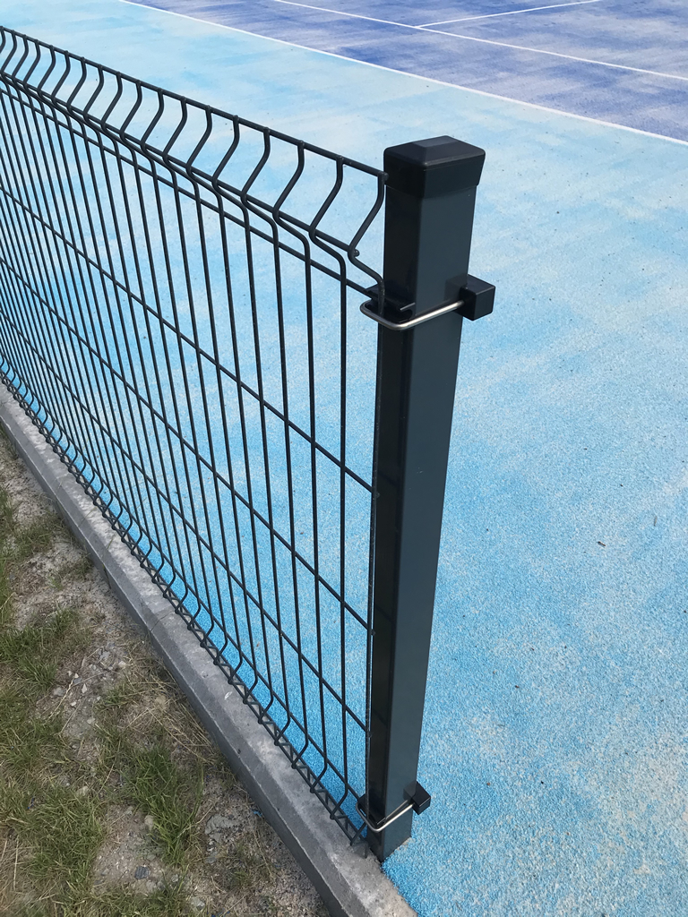 Tennis Court Fence Set 3D-4mm Elite - Fence Wing Panel View with Post U-Brackets